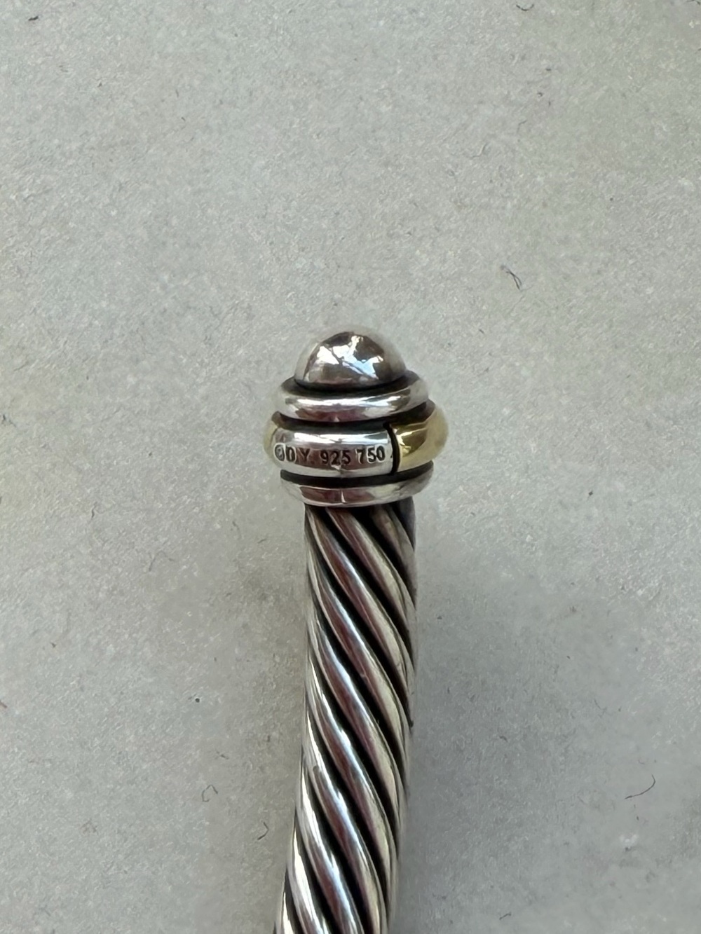 David Yurman Silver Cable Cuff with 14K Gold Accents - Picture 4 of 4